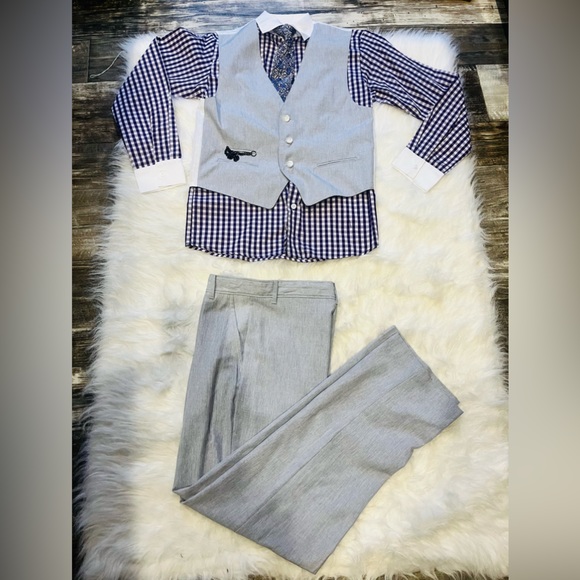 Young Kings by Steve Harvey Purple & Gray 4pc set formal wear boys size 12 NWOT - Picture 14 of 16